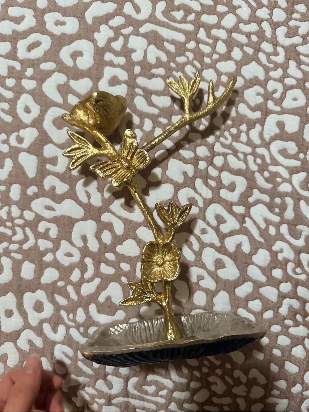 Marshalls Gold Floral Branch Jewelry Stand with Dish